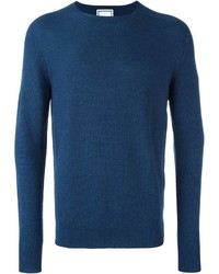 Мужской темно-синий свитер с круглым вырезом от Wooyoungmi