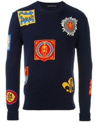 Мужской темно-синий свитер с принтом от Alexander McQueen