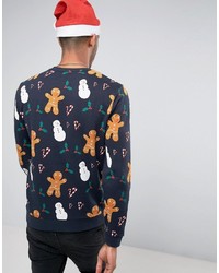 Мужской темно-синий свитер с принтом от Asos