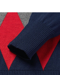 Мужской темно-синий свитер с ромбами от Ami