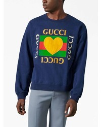 Мужской темно-синий свитшот с вышивкой от Gucci