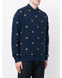 Мужской темно-синий свитшот с вышивкой от MAISON KITSUNÉ