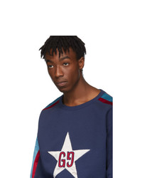 Мужской темно-синий свитшот с принтом от Gucci
