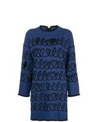 Темно-синий свободный свитер с принтом от Fendi
