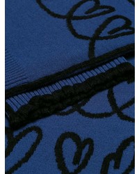 Темно-синий свободный свитер с принтом от Fendi