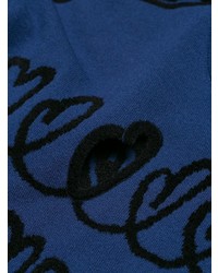 Темно-синий свободный свитер с принтом от Fendi