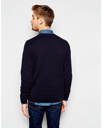 Мужской темно-синий стеганый свитер с круглым вырезом от Esprit