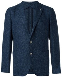 Темно-синий твидовый пиджак