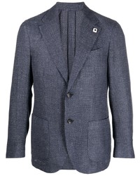Мужской темно-синий твидовый пиджак от Lardini