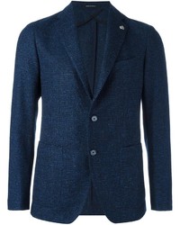 Мужской темно-синий твидовый пиджак от Tagliatore