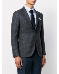 Мужской темно-синий твидовый пиджак от Paoloni