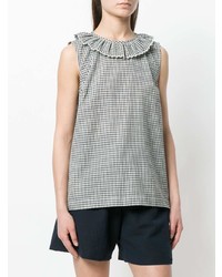 Темно-синий топ без рукавов в мелкую клетку от YMC