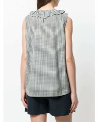 Темно-синий топ без рукавов в мелкую клетку от YMC