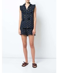 Темно-синий топ без рукавов с принтом от Figue