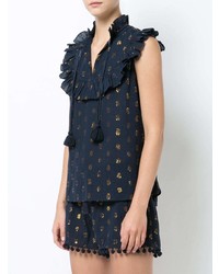 Темно-синий топ без рукавов с принтом от Figue