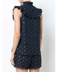 Темно-синий топ без рукавов с принтом от Figue