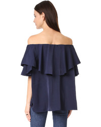 Темно-синий топ с открытыми плечами от MLM Label
