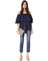 Темно-синий топ с открытыми плечами от MLM Label