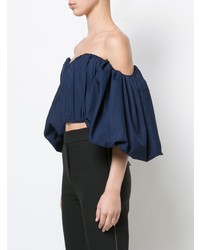 Темно-синий топ с открытыми плечами от Ellery