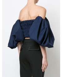 Темно-синий топ с открытыми плечами от Ellery