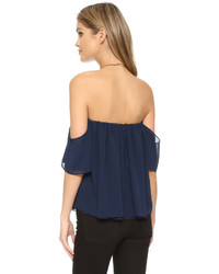 Темно-синий топ с открытыми плечами от Misa