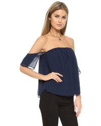 Темно-синий топ с открытыми плечами от Misa