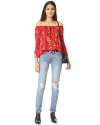 Темно-синий топ с открытыми плечами от BB Dakota