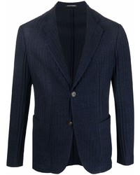Мужской темно-синий хлопковый вязаный пиджак от Emporio Armani