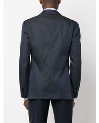 Мужской темно-синий хлопковый двубортный пиджак с цветочным принтом от Lardini