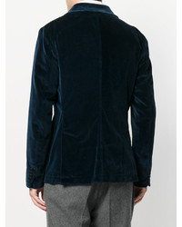 Мужской темно-синий хлопковый двубортный пиджак от Barena