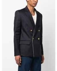 Мужской темно-синий хлопковый двубортный пиджак от Valentino