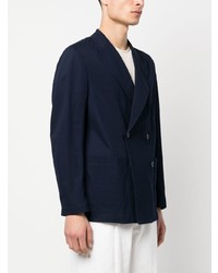 Мужской темно-синий хлопковый двубортный пиджак от Boglioli