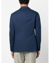 Мужской темно-синий хлопковый двубортный пиджак от Brunello Cucinelli