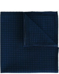Темно-синий хлопковый нагрудный платок с принтом