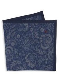 Темно-синий хлопковый нагрудный платок с цветочным принтом
