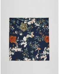 Темно-синий хлопковый нагрудный платок с цветочным принтом от Reclaimed Vintage