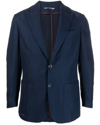 Мужской темно-синий хлопковый пиджак в вертикальную полоску от Canali