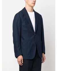 Мужской темно-синий хлопковый пиджак в вертикальную полоску от Canali