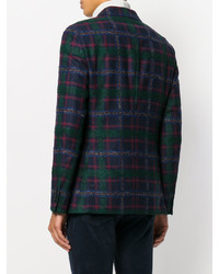 Мужской темно-синий хлопковый пиджак в клетку от Etro