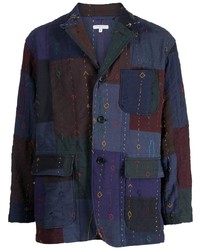 Темно-синий хлопковый пиджак в стиле пэчворк