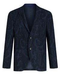Темно-синий хлопковый пиджак с "огурцами"
