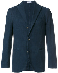 Мужской темно-синий хлопковый пиджак с узором "гусиные лапки" от Boglioli