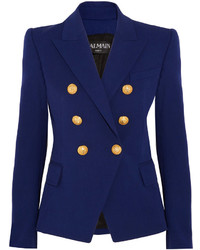 Женский темно-синий хлопковый пиджак от Balmain