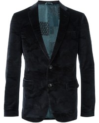 Мужской темно-синий хлопковый пиджак от Etro