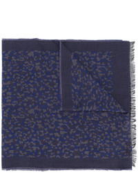 Женский темно-синий хлопковый шарф с леопардовым принтом от Paul Smith