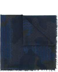 Мужской темно-синий хлопковый шарф с принтом от Neil Barrett