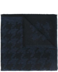 Мужской темно-синий хлопковый шарф с узором "гусиные лапки" от Eleventy