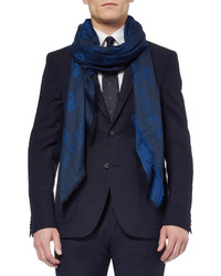 Мужской темно-синий хлопковый шарф от Alexander McQueen