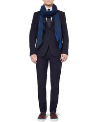 Мужской темно-синий хлопковый шарф от Alexander McQueen