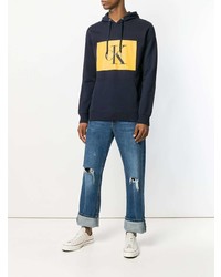 Мужской темно-синий худи с принтом от Calvin Klein Jeans